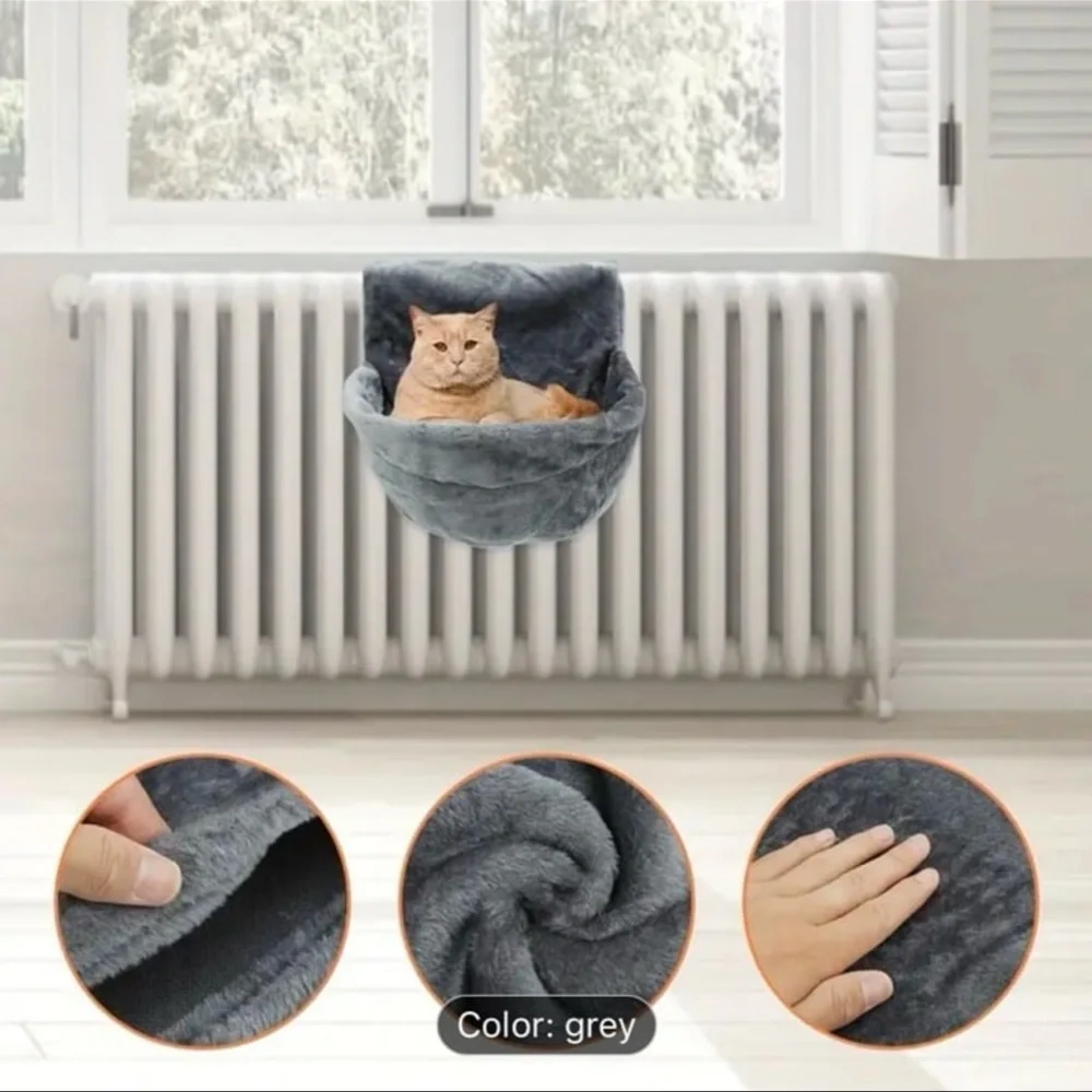 [1pc] Cat Hammock Pet Bed - Polyester Fiber, Soft Plush Kitty Swing Bed, Hanging